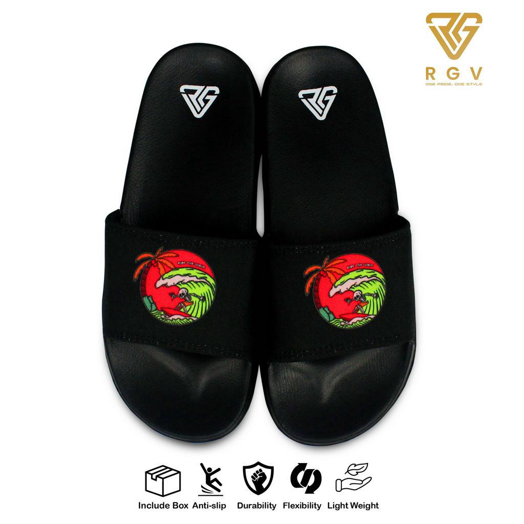 RGV - SANDAL PRIA DAN WANITA SLIDE SLIP ON SENDAL ANTI LICIN RINGAN SELOP THE WAVE RED