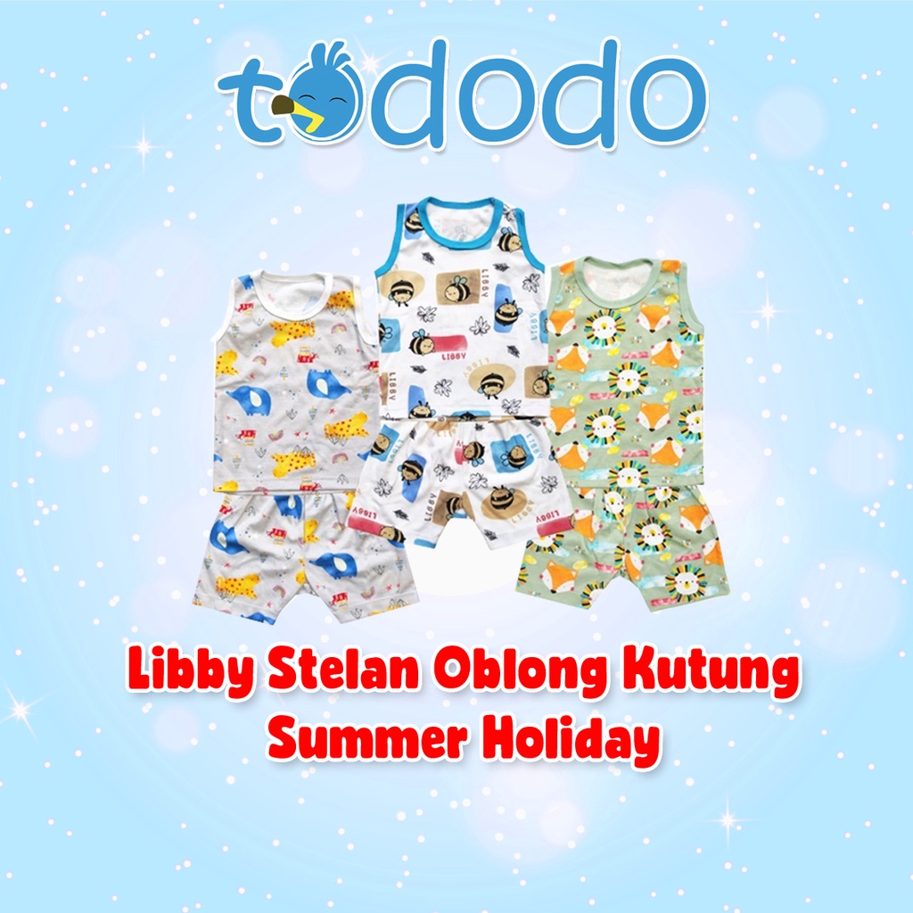 Baju Bayi Setelan Oblong Kutung Celana Pendek Libby Summer Holiday (1 stel/set)