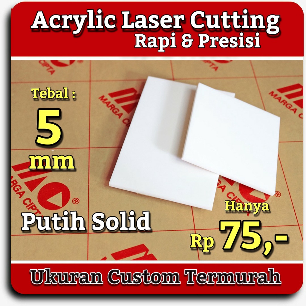 Acrylic Putih Solid 5mm Akrilik Custom Putih Pekat Laser Cutting
