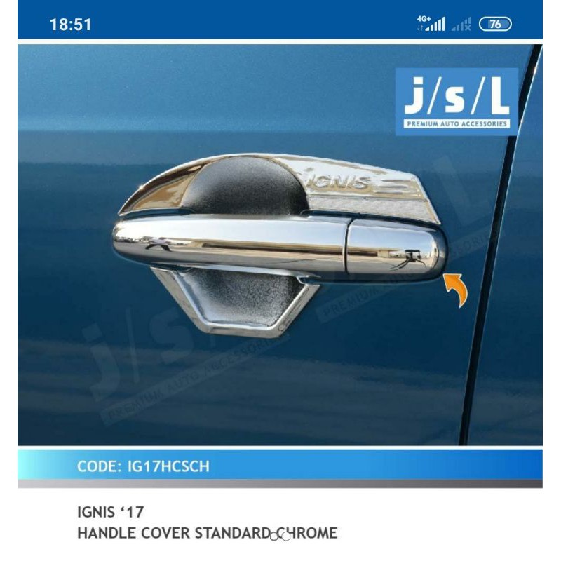 cover handle ignis standar chrome jsl