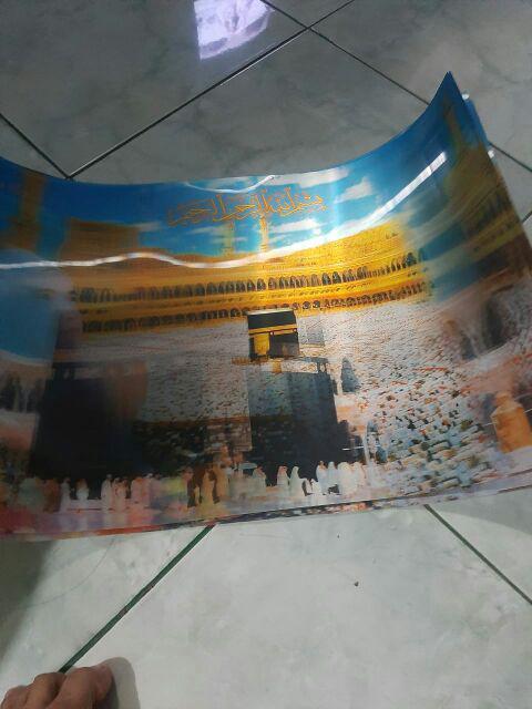 Kaligrafi Hologram Lembaran  Kabah Dan ayat Kursi Ukuran 38x58 Cm