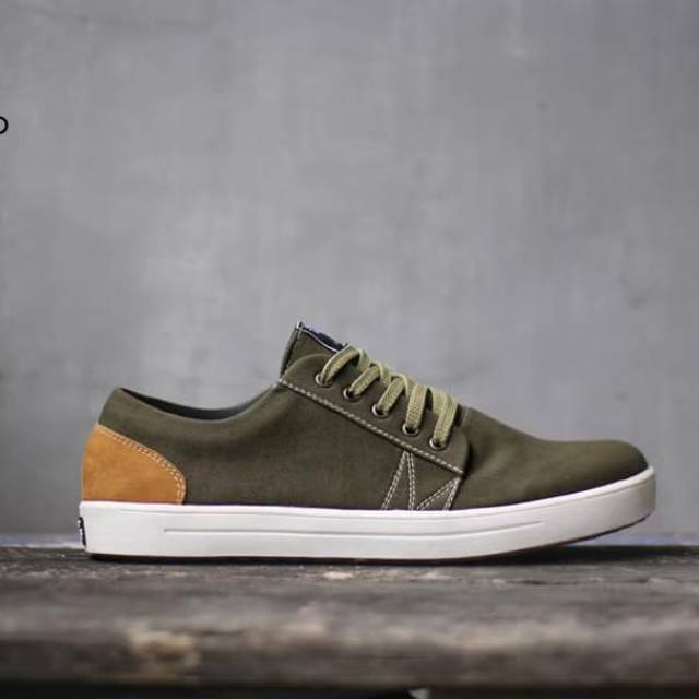 Sepatu Lokal Shoes Local Pride SIF Bradford Olive Low Cut Olive White