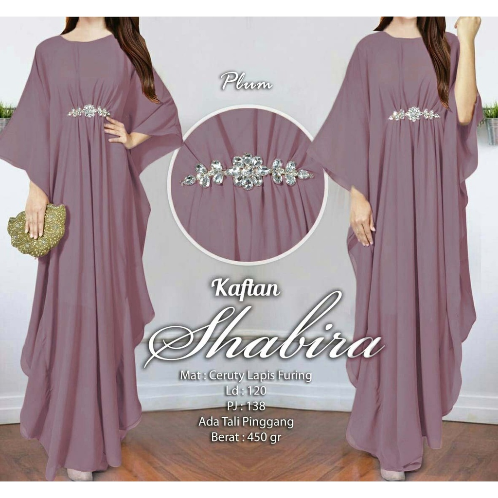 Arnis Shabira Kaftan Original Busui Friendly Ceruty Babydoll-Plum