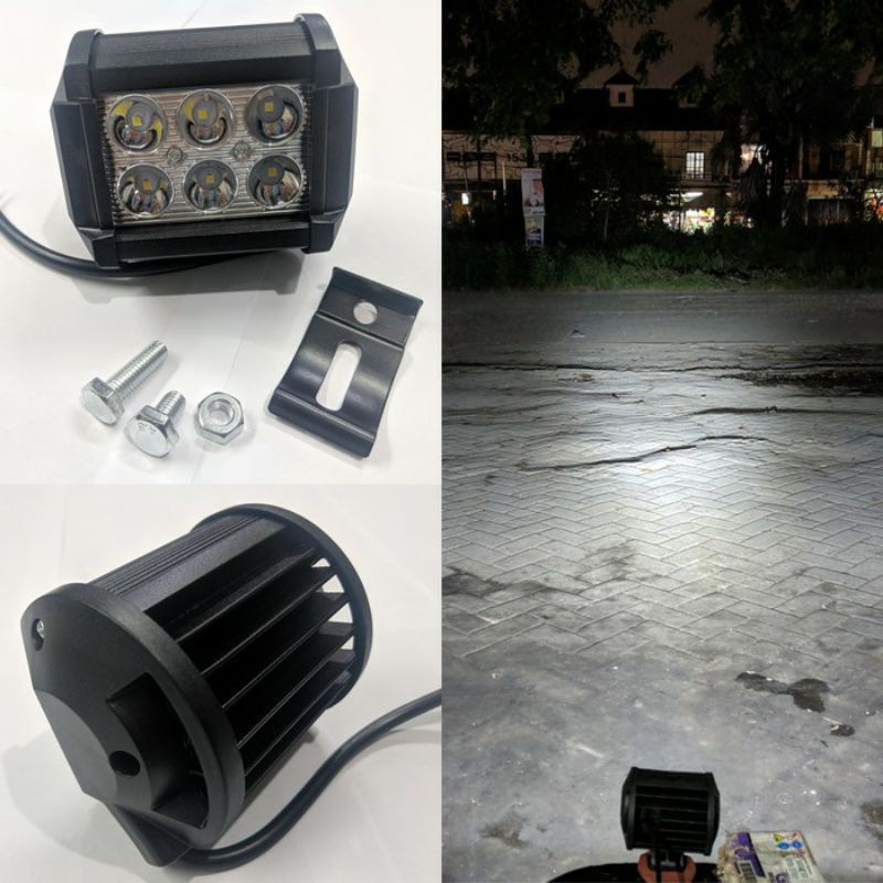 Lampu Tembak Sorot CWL Kotak LED 6 Mata 18 Watt Besar Motor Mobil