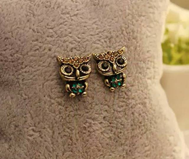 Anting fashion wanita motif OWL berlian imitasi unik cantik