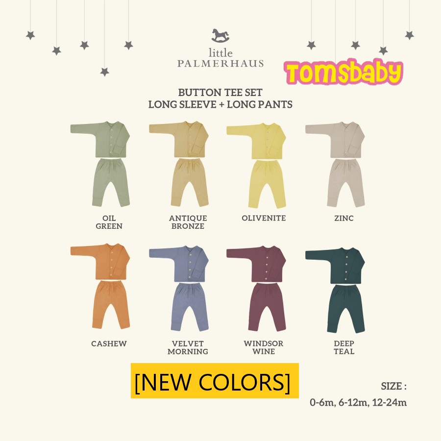 LITTLE PALMERHAUS 1stel Button Tee Long Sleeve Setelan / Piyama Bayi Lengan Tangan Panjang 0-24Bulan