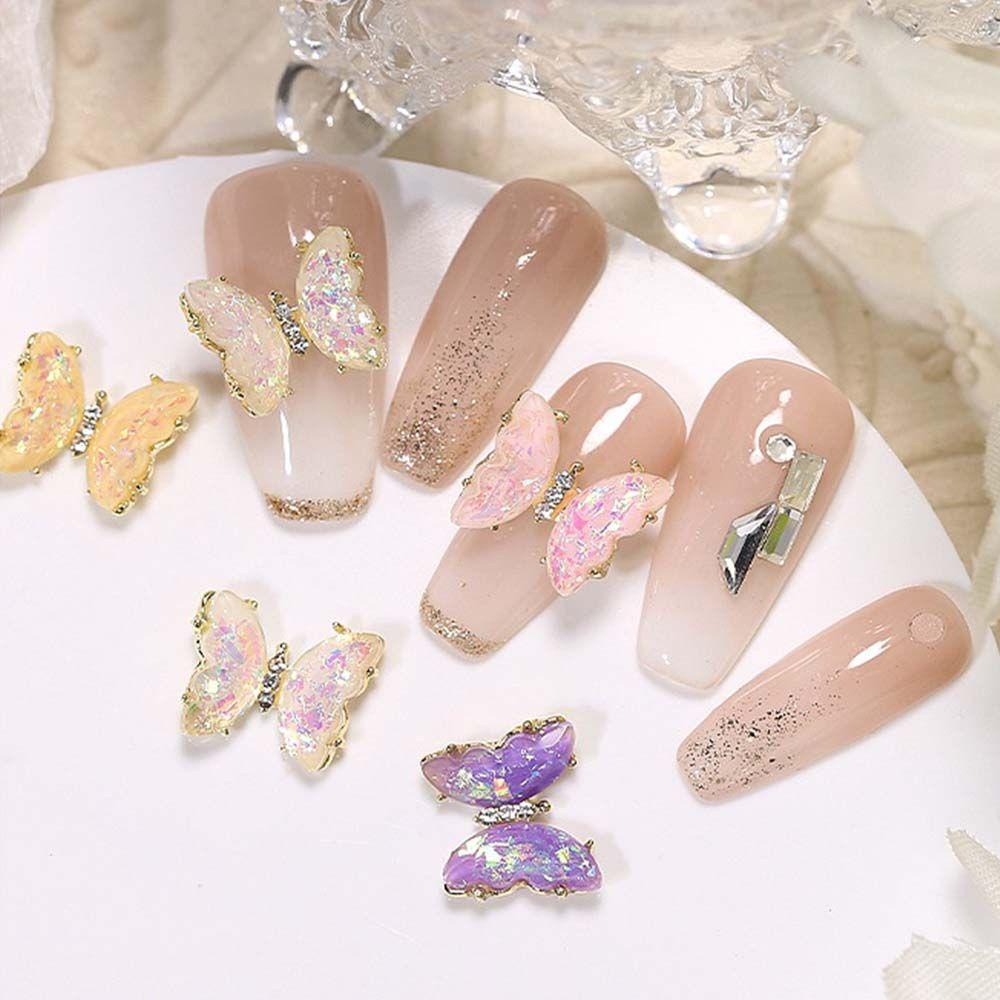 Mxbeauty Kupu-Kupu Kuku Berlian Imitasi Lucu DIY Aurora Warna Manicure Nail Aksesoris Kristal Nail Art Perhiasan