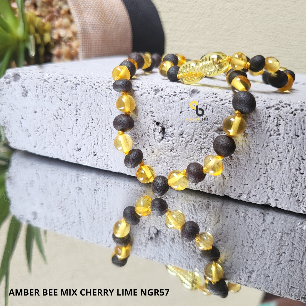 Kalung Amber Anak Premium Combine Lime Cherry NCLC57 By Amber Bee