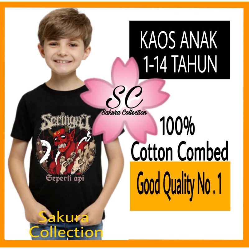 SC Kaos Anak Band SERINGAI seperti api Band Metal Rock usia 1 2 3 4 5 6 7 8 9 10 11 12 13 14 tahun laki laki dan perempuan bahan katun adem nyaman dan lembut GRATIS ONGKIR dan BISA COD