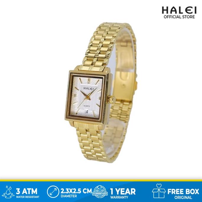Jam Tangan Analog Wanita Haleiwatch Tanggal Mewah Gold Anti Karat 584L