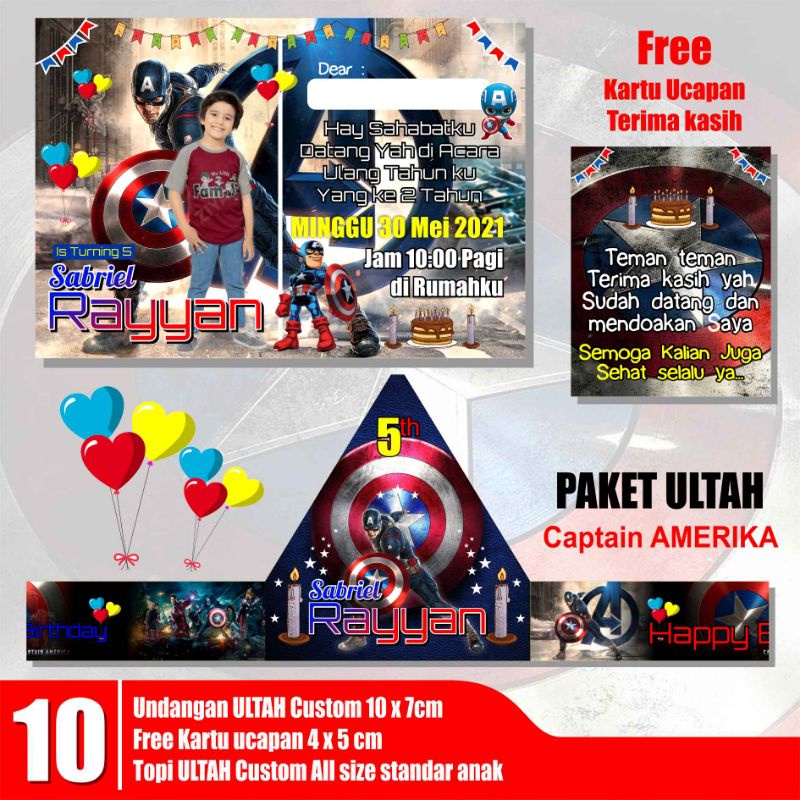 Paket ultah anak Custom / PERLENGKAPAN ULTAH ANAK / Undangan Topi Ulang Tahun