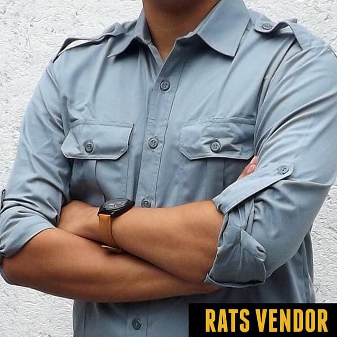 Kemeja Outdoor / Lapangan / Gunung / Pdl Lengan Panjang Abu-Abu - L .Aruansy.Olshop
