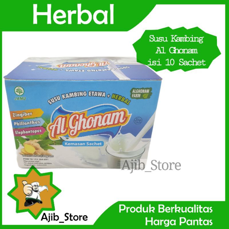 

(BEST PRODUCT) SUSU KAMBING ETAWA PLUS HERBAL AL GHONAM Premium isi 10 Sachet Saset Susu Bubuk Alami