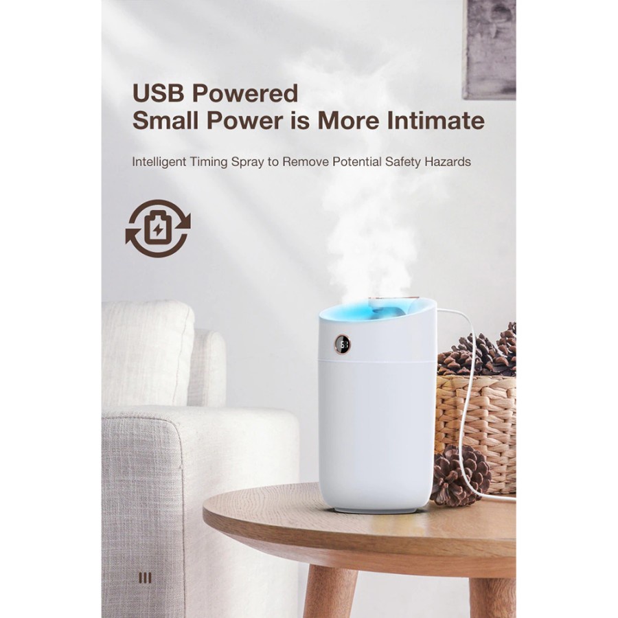 Air Humidifier Aromatherapy Oil Diffuser Double Spray 3L - X12 - White