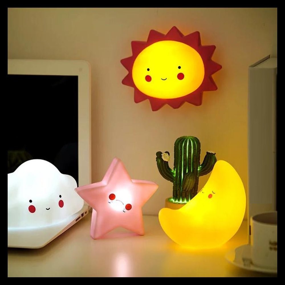  Lampu  Tidur  LED Motif Unicorn Sun Moon Bentuk Unik Lucu  