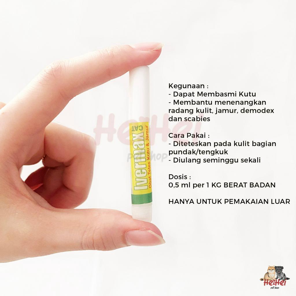 Ivermax Cat - Obat Tetes Kutu, Radang Kulit, Jamur, Scabies, Demodex Kucing 2 ml