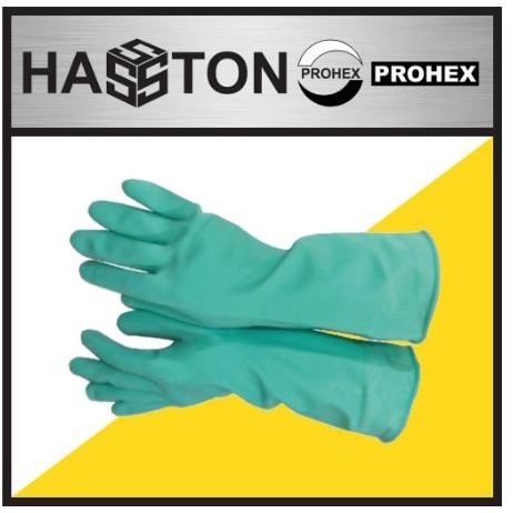 HASSTON sarung tangan karet hijau Safety Latex Glove