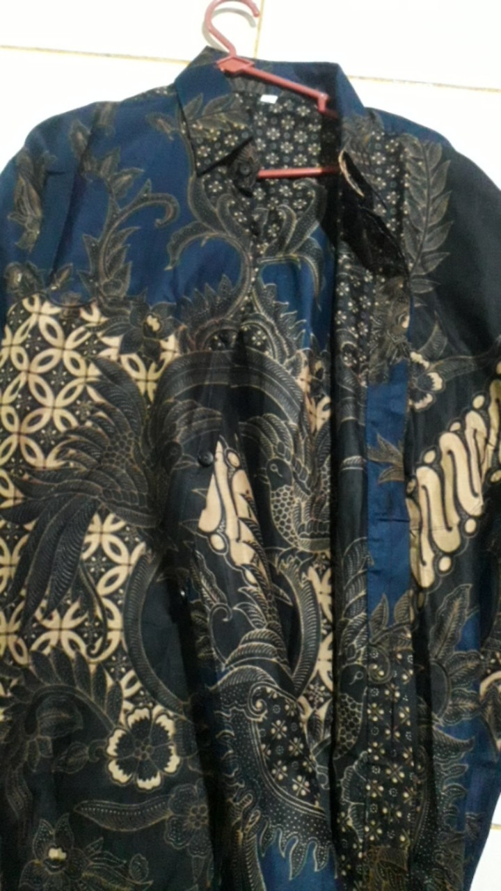 Kemeja Batik Pria Lengan Panjang Size M L Xl Xxl  Bswart Batik Hrb026 Kenongo Hem Panjang Padi