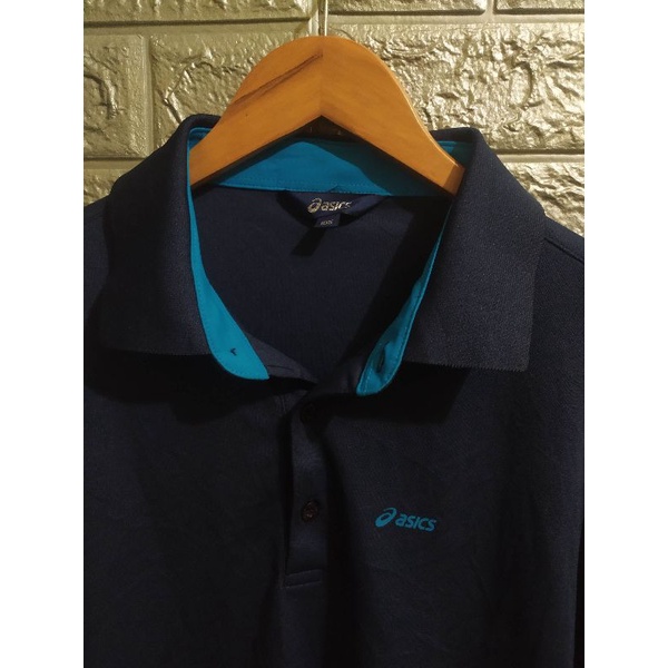 Kaos Asics warna navy size XL slim bahan jersy second