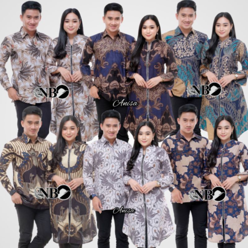 Couple seragam kantor kemeja batik tunik zipper wanita