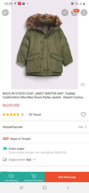 Back In Stock Coat Jaket Winter Gap Toddler Coldcontrol Ultra Max Down Parka Jacket Desert Cactus Shopee Indonesia