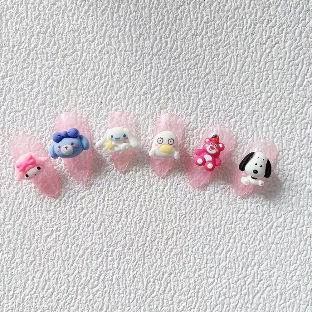 Augustina 10pcs / Set Ornamen Kartun Beruang 3D Bahan Resin Untuk Dekorasi Nail Art Charms