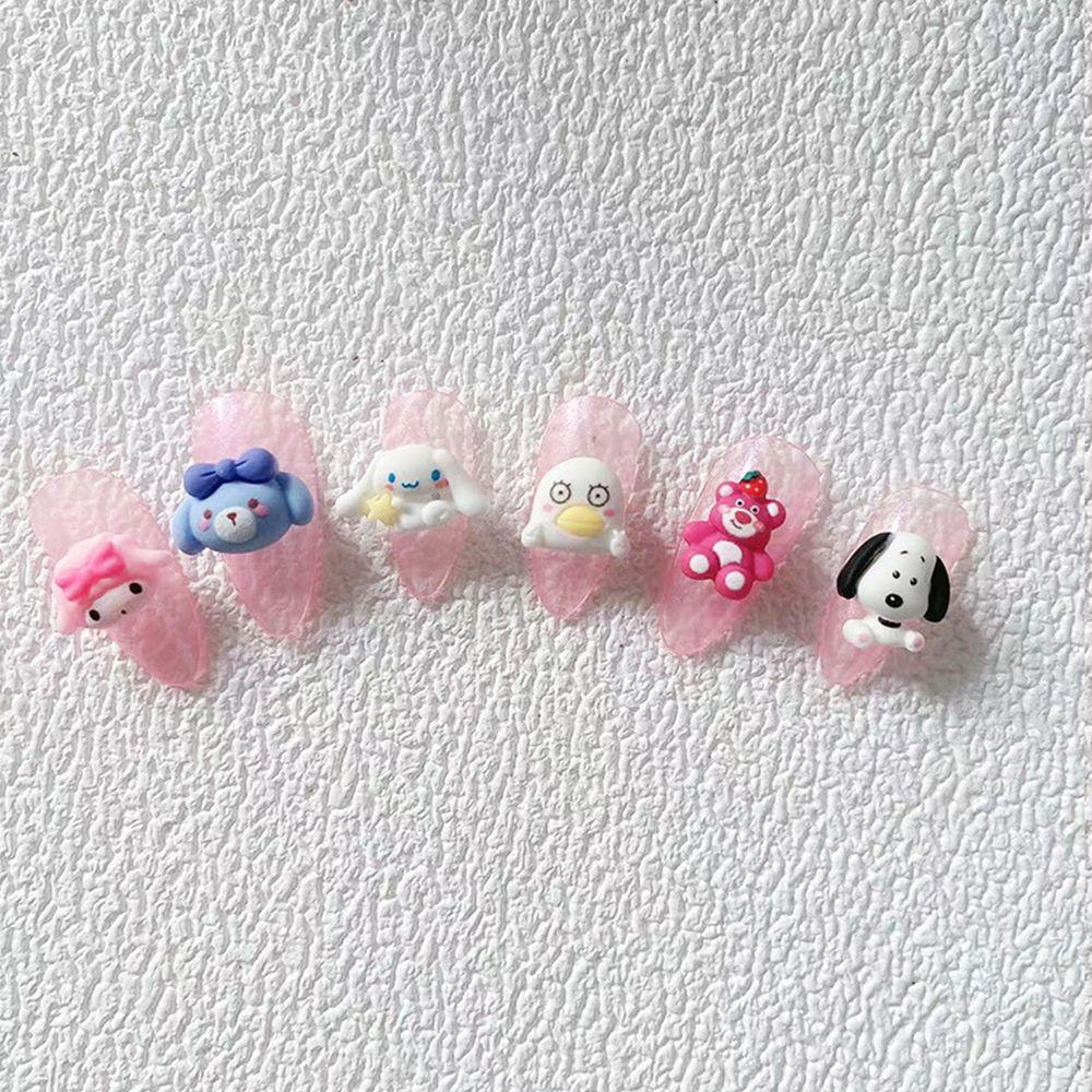 NEEDWAY Kartun Dekorasi Kuku Gaya Jepang 10 Pcs Aksesoris Ponsel Manicure Nail Art Charms Bear Dog Nail Jewelry Set