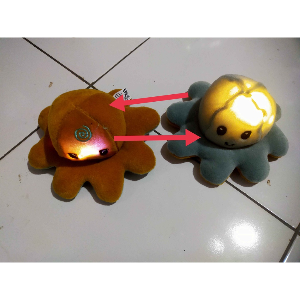 Boneka Gurita Octopus Bolak - Balik Dua Sisi Reversible MENYALA