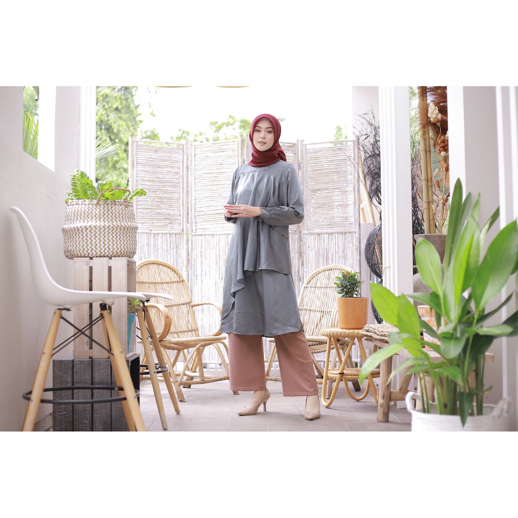 Baju Meyusui bukaan kanan kiri BUSUI friendly Tunik Allegra Sage