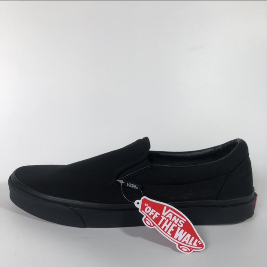 SEPATU IMPORT QUALITY / VANS SLIP ON TERBARU WARNA FULL BLACK