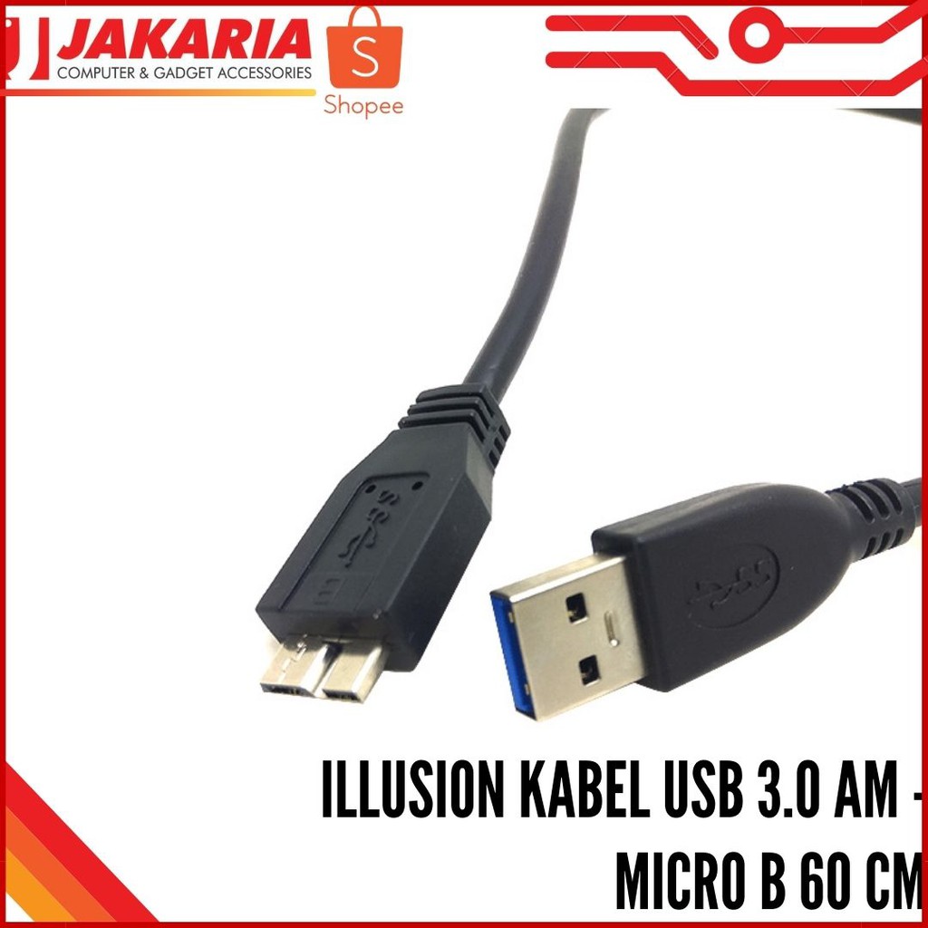 Konektor / Kabel Hardisk Eksternal &amp; Micro Usb Murah Berkualitas - Illusion 3.0 AM Micro B 60 cm