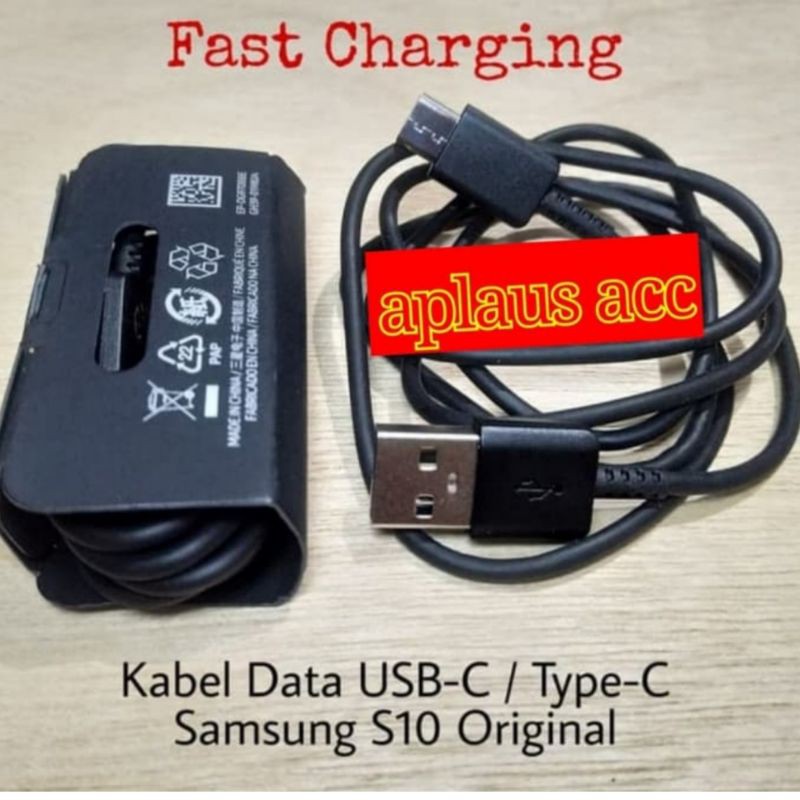 Kabel Data Samsung S10+ Black USB Type C Ori 100%