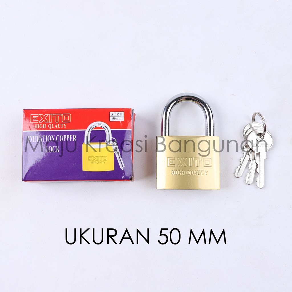 Gembok EXITO 50mm Rumah Pagar Pintu Padlock Kuning Besi Pendek 50 mm 50mmS 3 Anak Kunci