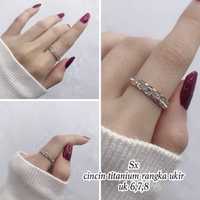 Cincin Titanium Anti Karat | Cincin Permata Rangka | Cincin Wanita | Cincin  Cewek