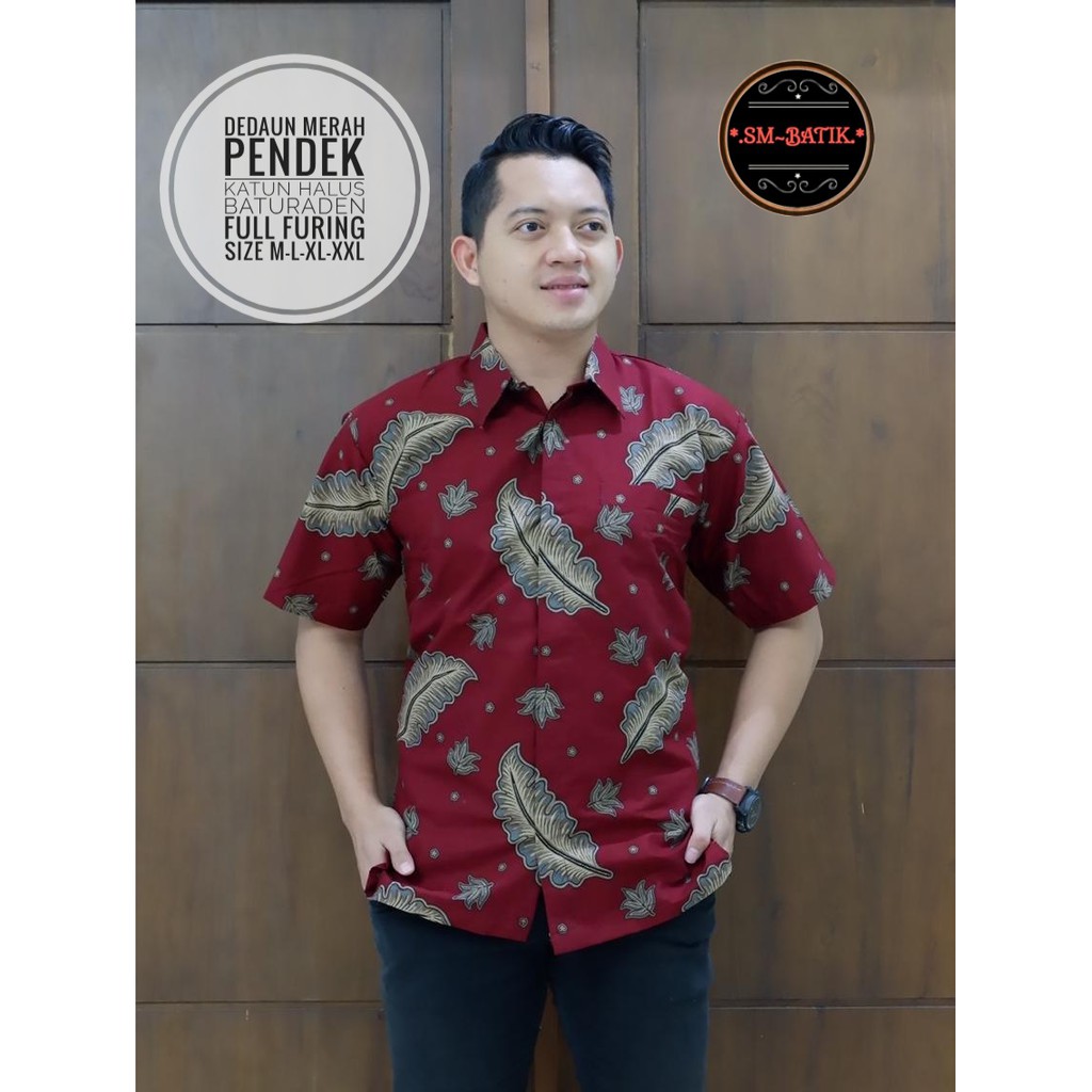 DEDAUN MERAH SM BATIKSOLOAMANAH BAJU KEMEJA BATIK SOLO PRIA LENGAN PANJANG PENDEK LAPIS FURING ATASAN PREMIUM MODERN GARUDA PANCASILA GEBER GUNUNGAN GINANDRA GITARJA GUNARDO GUNUNGAN EMAS GUNUNGAN SOGAN HUSADA JAYANA JAYANEGARA KAMANDANU KAWUNG PUTIH KLA