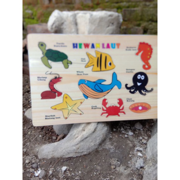 Puzzle binatang laut/Puzzle jigsaw/puzzle kayu/mainan kayu