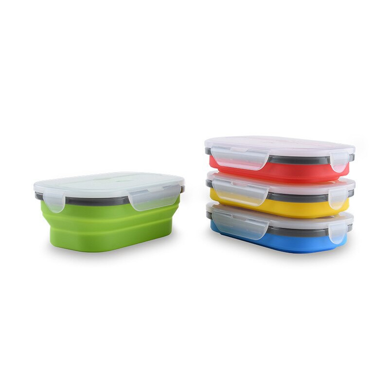 800ml Creative Foldable Lunch Box Silicone Collapsible Portable Lunch Box Large Capacity Bowl