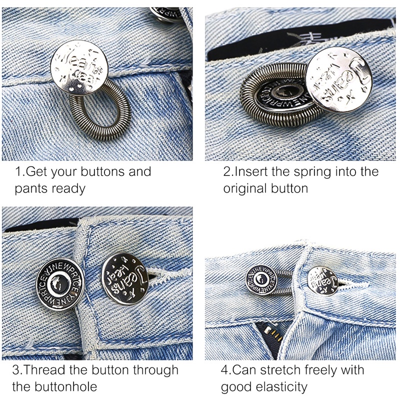 Kancing Extender Bahan Logam Dapat Ditarik Dapat Disesuaikan Untuk Celana Jeans
