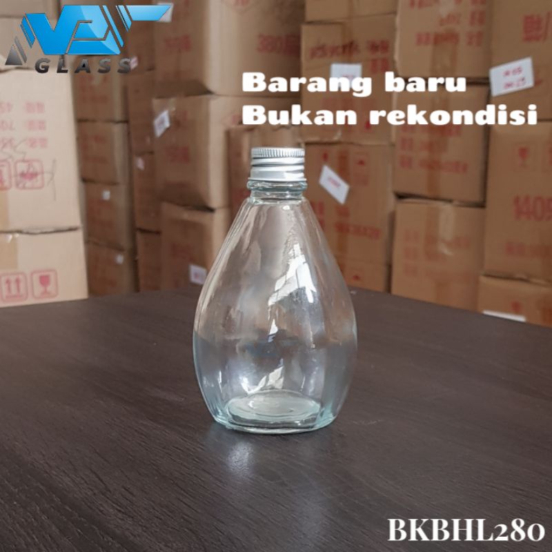 BKBHL280 botol kaca 280ml / botol kaca bohlam 280ml / botol kaca unik / borol kopi / susu