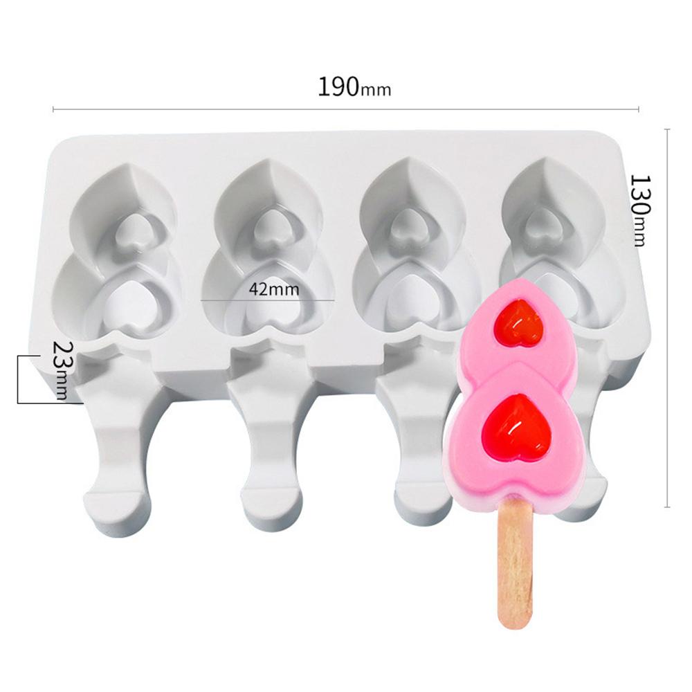 Cetakan Es Krim SOLIGHTER 4rongga Dessert Ice lolly Molds Icebox Frozen Yogurt DIY