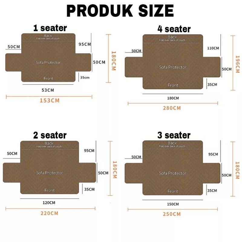 Cover sofa PROTECTOR 1/2/3/4 seater Sarung sofa PROTEKTOR 1/2/3/4 dudukan