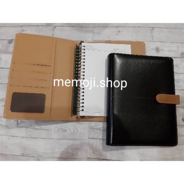  Map  Binder  Kulit A5 Kancing Hitam  Coklat Shopee Indonesia