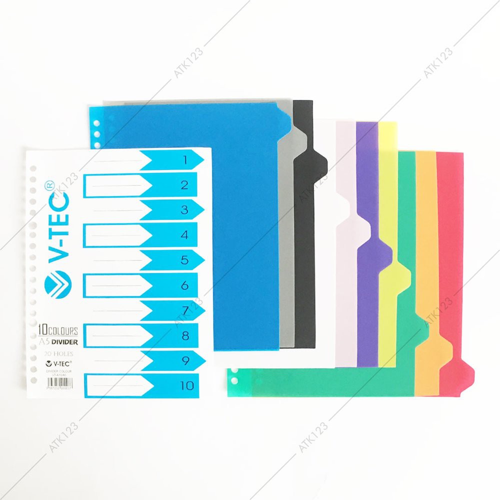 

Jual Pembatas - Divider Binder A5 - 20 Holes - 10 Tabs - V-Tec Terlaris
