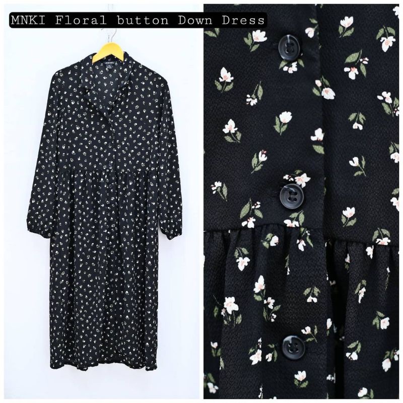 MONKI FLORAL BUTTON DRESS