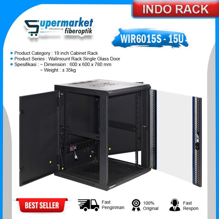 INDORACK Rack Server Wallmount Rack Single Door 15U WIR6015S 600mm