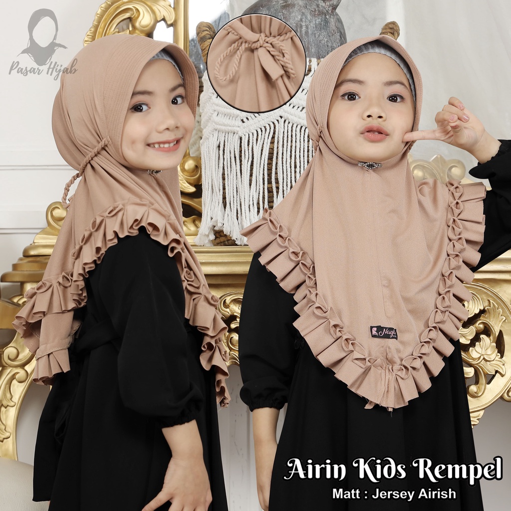 Kerudung Anak Tali Kepang Airin Kids Rempel Hijab Anak Jersey Airis Pasar Hija'b