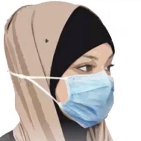 MASKER 3PLY HIJAB DEWASA HEADLOOP DISPOSABLE MASK ISI 50 PCS