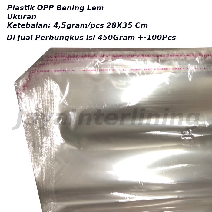 Plastik OPP Baju Bening SEAL Tebal 4,5gram Ukuran 28X35CM 100pcs