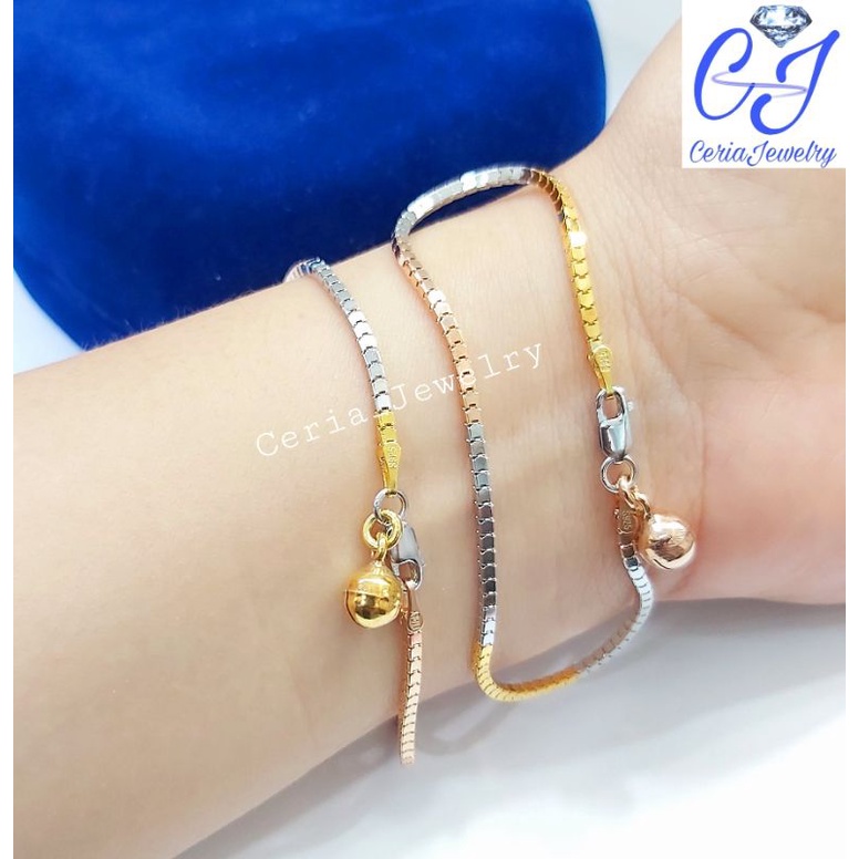 Gelang Perak Asli Silver 925 Lapis Emas Model Milano kaca Kombinasi Model Emas - Perhiasan Perak Wanita