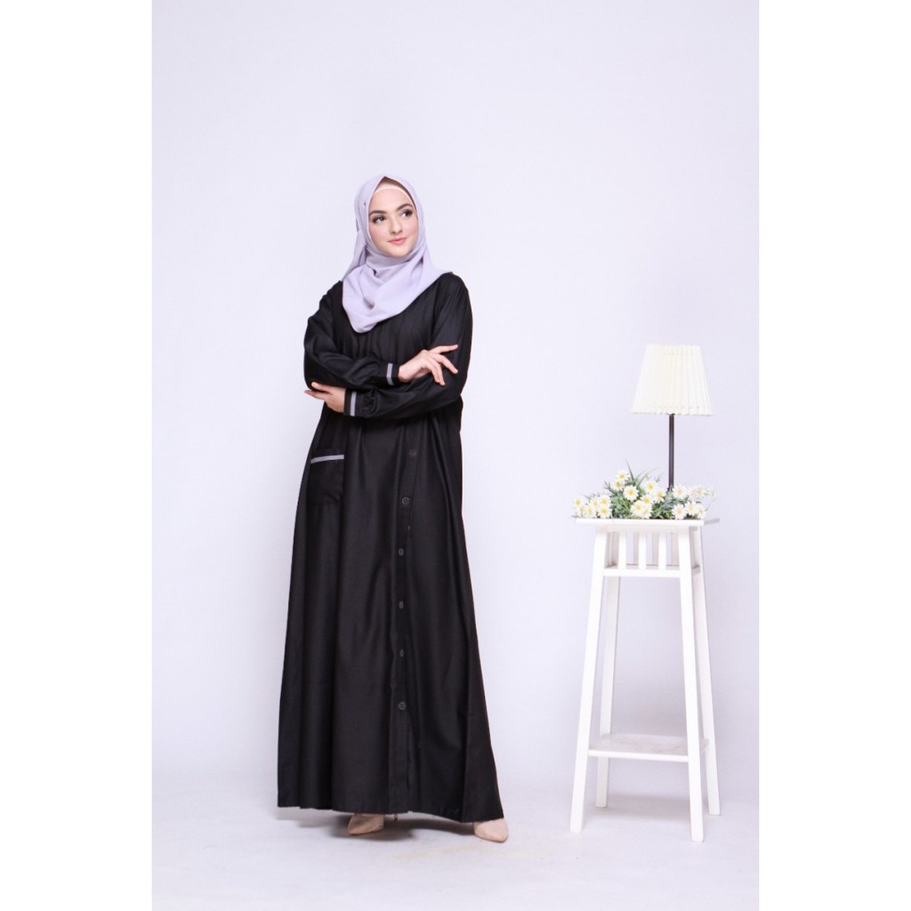 GAMIS BASIC NIBRAS NBC 01 HITAM POLOS CANTIK